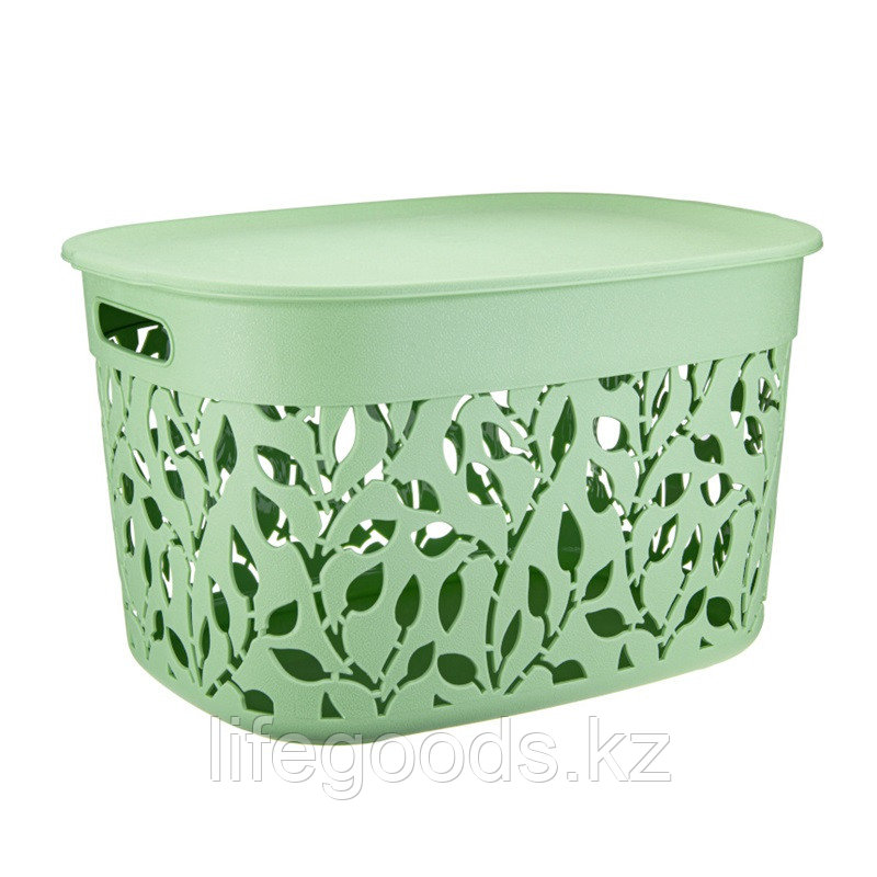 Коробка 25л "Флора" с крышкой (Мята) М2364