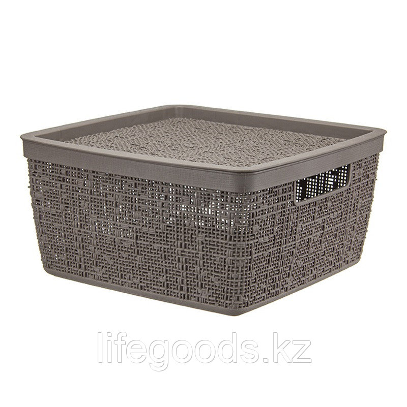 Коробка 8л "Бязь" с крышкой (Французский серый) М2326