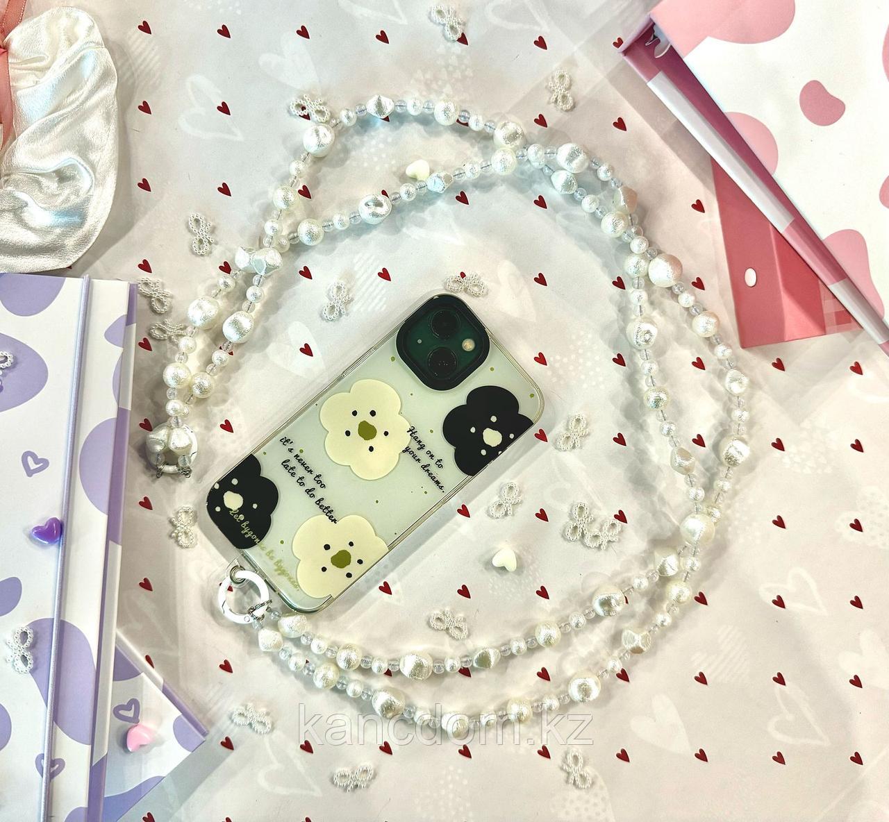 Аксессуар для телефона "Жемчуг" длинный, белый