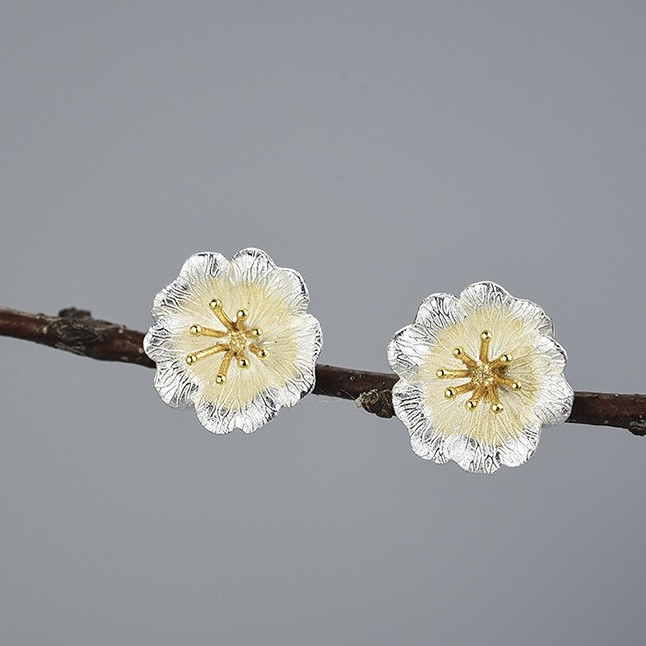 Женские серебряные 925пр серьги Lotus Fun (ручная работа) вес 2.7гр (позолоченное покрытие), фото 1