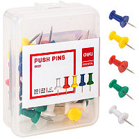 Гвоздики для доски DELI, цветные, 35 штук в пластиковой коробочке