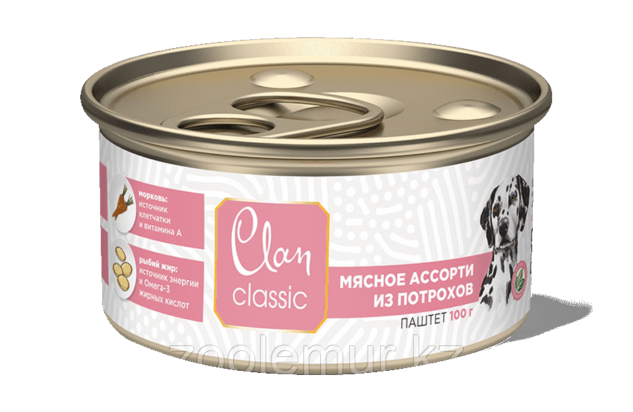 Clan Classic консервы для собак, Мясное ассорти с потрошками, 100 гр