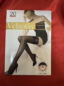 КОРИЧНЕВЫЕ сетчатые чулки с силиконовой лентой Velsatis Carol 20 DEN, размер 42-44