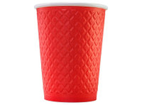 EM80-280 (УПАК) Стакан бумажный одноразовый двухслойный 250 мл. (, 5767, 0477 Waffle Red EM80-280