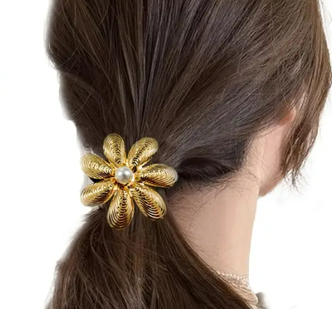 Резинка для волос золотой цветок