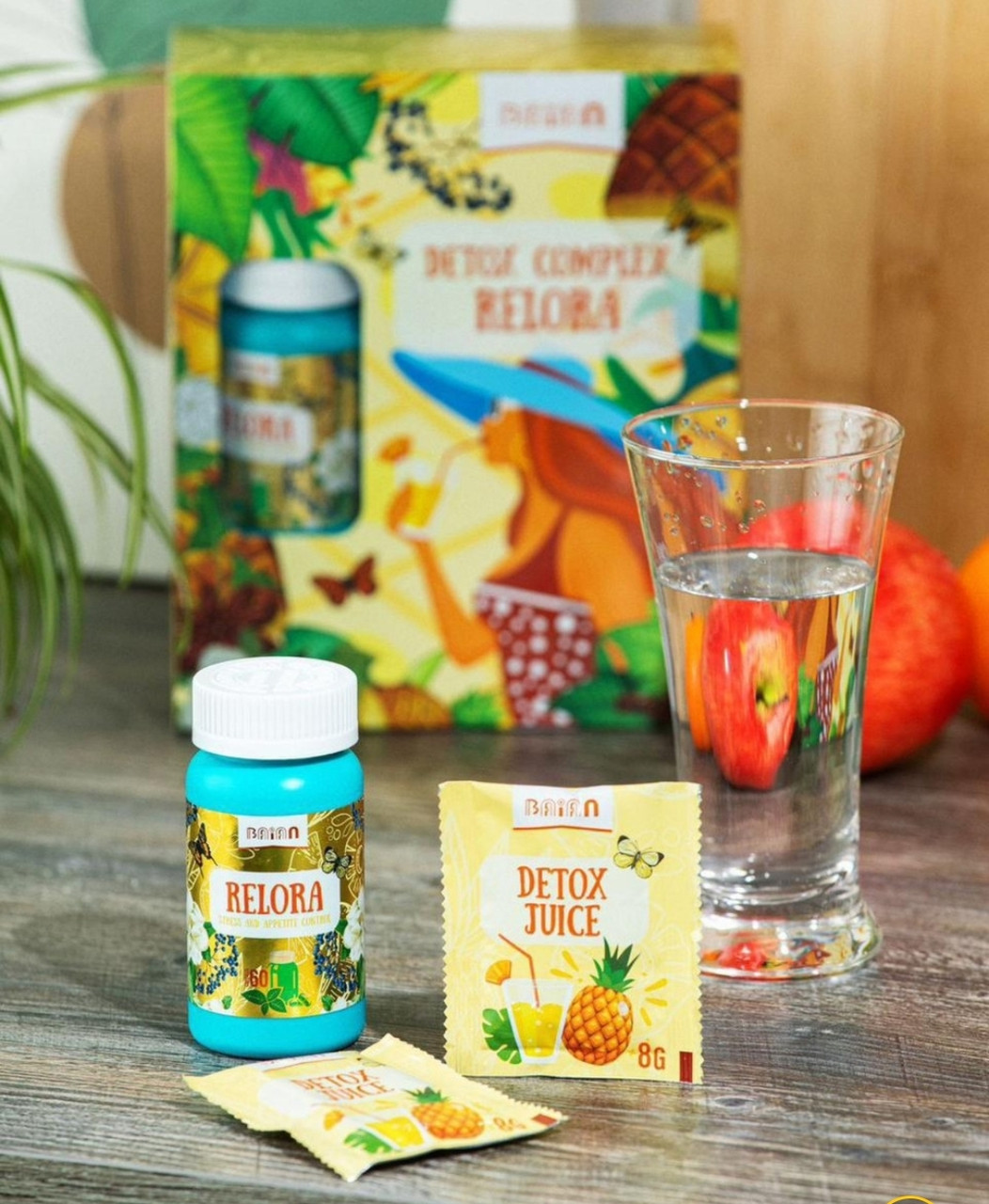 Detox complex Relora Ананас ( 60 капсул + 30 пакетиков чая ) для похудения