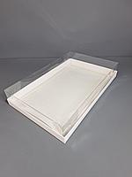 Коробка 42*27*7см с прозрачной крышкой +дно белое