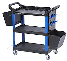 Тележка инструментальная с пластиковыми полками (состоит из 2 коробок) синяя NORDBERG T3B
