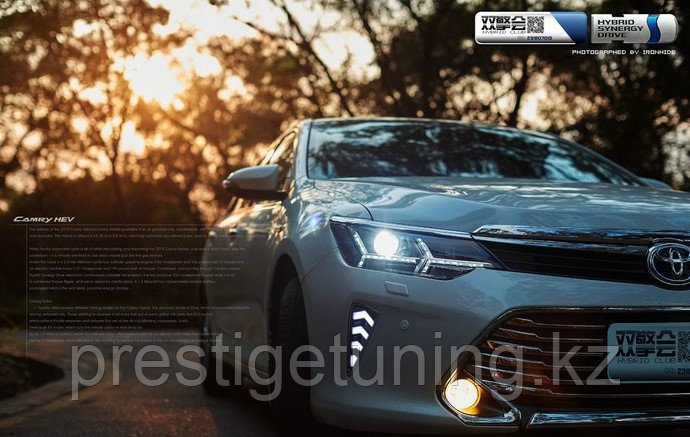 Дневные ходовые огни на Toyota Camry V55 2014-17 дизайн Елочка - фото 2 - id-p15640221