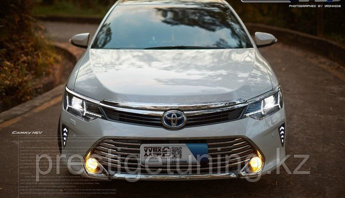 Дневные ходовые огни на Toyota Camry V55 2014-17 дизайн Елочка - фото 4 - id-p15640221