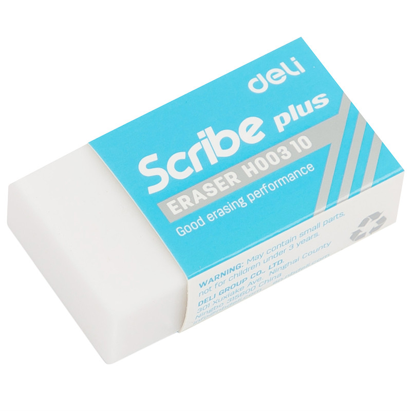Ластик DELI "Scribe Plus", прямоугольный, белый (40х22х12 мм), фото 1