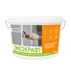Шпаклевка гипсовая высокопрочная для заделки стыков ГКЛ и ГВЛ Экокрафт, 5 кг