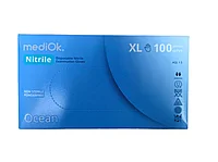 Перчатки нитриловые Медиок неопудренные смотровые нестерильные одноразовые голубые. XL
