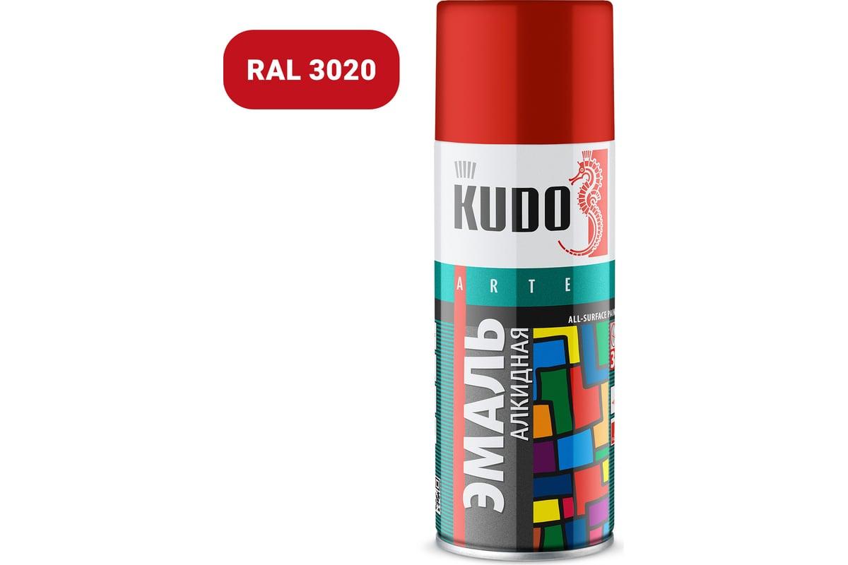 Эмаль универсальная Kudo, красная, глянцевая, 520 мл/270 г, фото 1