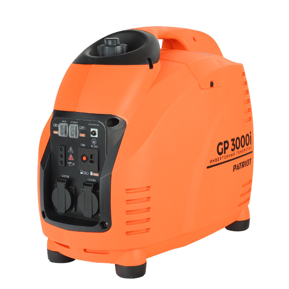 Генератор инверторный PATRIOT GP 3000i, 3,0/3,5 кВт, уровень шума 63 dB, вес 29,5 кг, фото 1