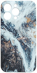 Чехол для iPhone 13 Pro фосфорный с рисунком «Мрамор Чёрный»