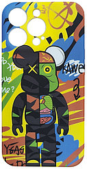 Чехол для iPhone 13 Pro фосфорный с рисунком Kaws «Граффити Жёлтый»