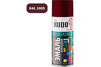 Эмаль универсальная Kudo, бордовая, глянцевая, 520 мл/270 г