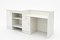 Стойка администратора белая с тумбой и полками