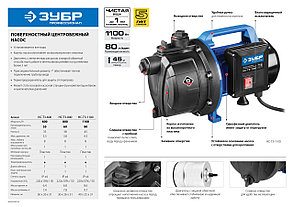 ЗУБР 600 Вт, поверхностный (садовый) центробежный насос, Профессионал (НС-Т3-600), фото 3