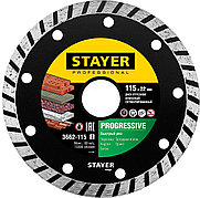 STAYER Progressive, d115 мм, (22.2 мм, 7 х 2.4 мм), сегментированный алмазный диск, Professional (3662-115)