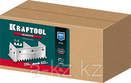 KRAFTOOL BUNKER зуб 10*10 мм, до 600 мм, нерж. сталь, Раздвижная гребенка для плитки (0808-10), фото 1