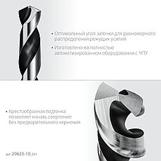 ЗУБР НЕХ-1/4″, d 10.0 х 133 мм, сверло по металлу для винтовёртов и шуруповертов IMPACT READY (29623-10), фото 5