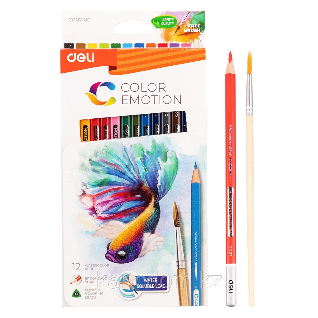 Карандаши акварельные Deli "Color Emotion", 12 цветов, C00700
