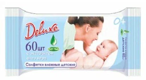 Влажные салфетки детские Delux 60шт экстракт алоэ