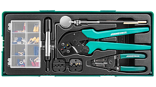 Пресс-клещи обжимные с аксессуарами и расходными материалами в ложементе V1311SP