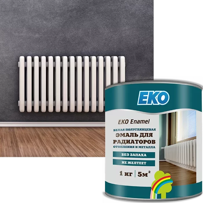 Eko Enamel, эмаль для металла и радиаторов отопления (полуглянцевая) купить оптом и в розницу у завода «Радуга» - фото 1 - id-p124115347
