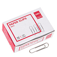 Скрепки DELI 33 мм, никелированные, 100 шт/упак