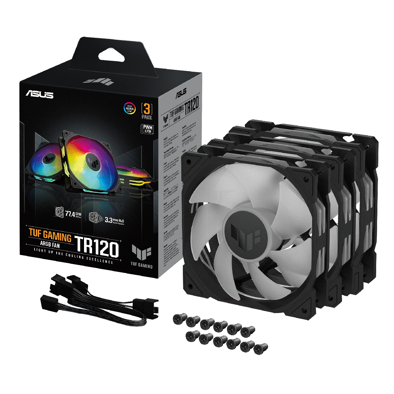 Комплект вентиляторов ASUS TUF GAMING TR120 ARGB REVERSE BLACK 3IN1