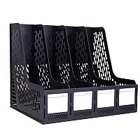 Лоток вертикальный DELI, 4 отделения, черный