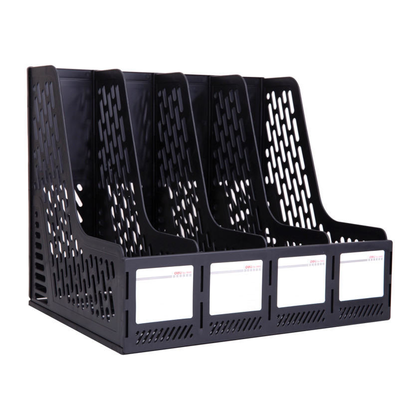 Лоток вертикальный DELI, 4 отделения, черный, фото 1