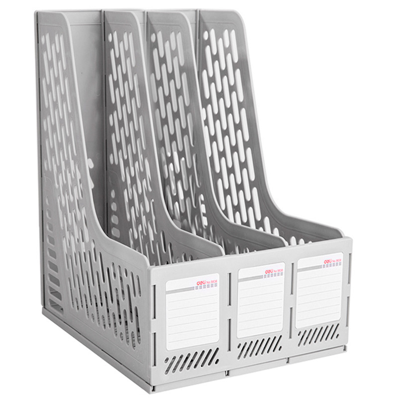 Лоток вертикальный DELI, 3 отделения, серый, фото 1