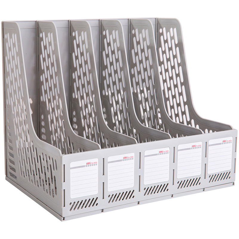 Лоток вертикальный DELI, 5 отделений, серый, фото 1