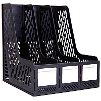 Лоток вертикальный DELI, 3 отделения, чёрный