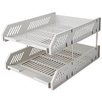 Лоток горизонтальный DELI, 2-х рядный, пластик, серый