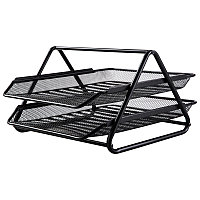 Лоток горизонтальный DELI на 2 отделения, металлический черный