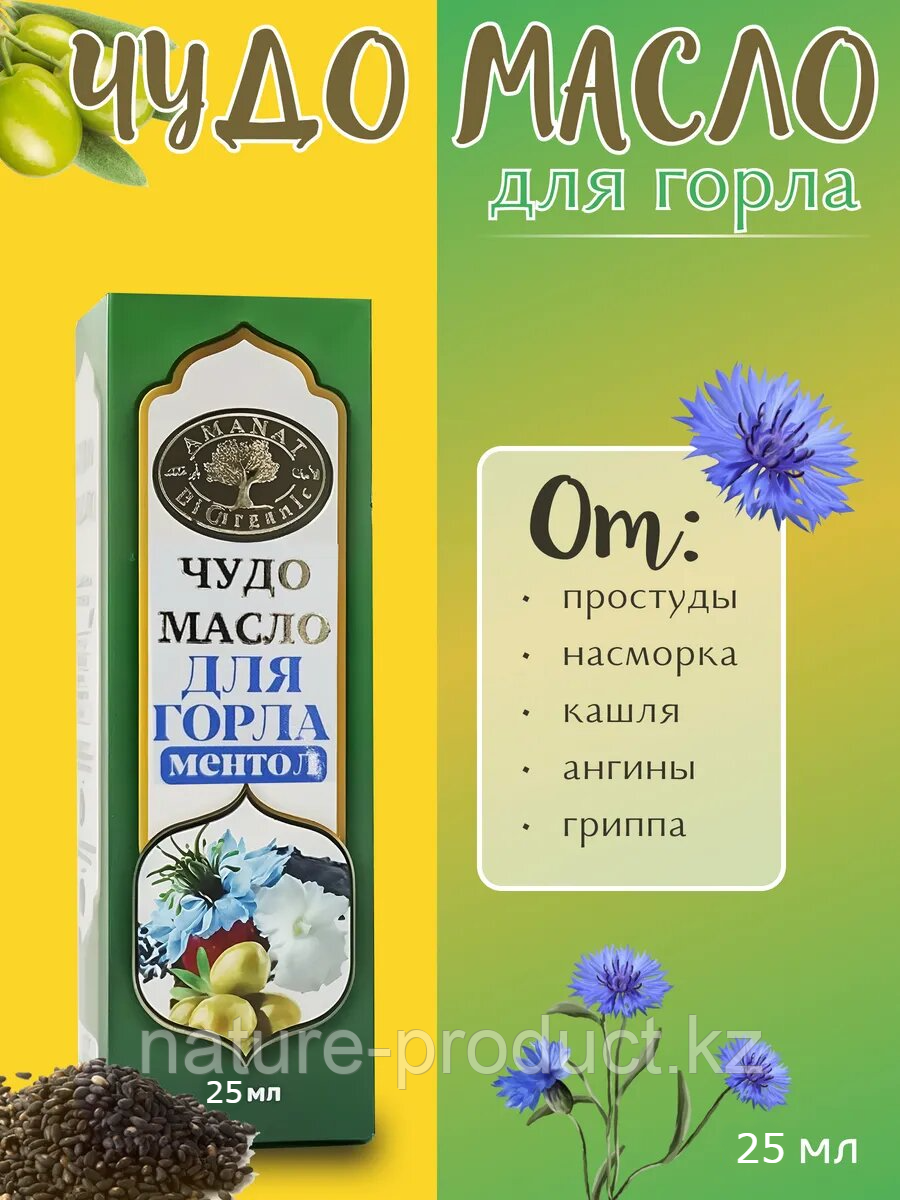 Спрей для горла Чудо масло ментол Amanat biorganic 25 мл.