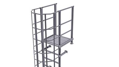 Лестница пожарная Fachmann П1-2 с площадкой 820x940 L=20650 ГОСТ 53254-2009 RAL