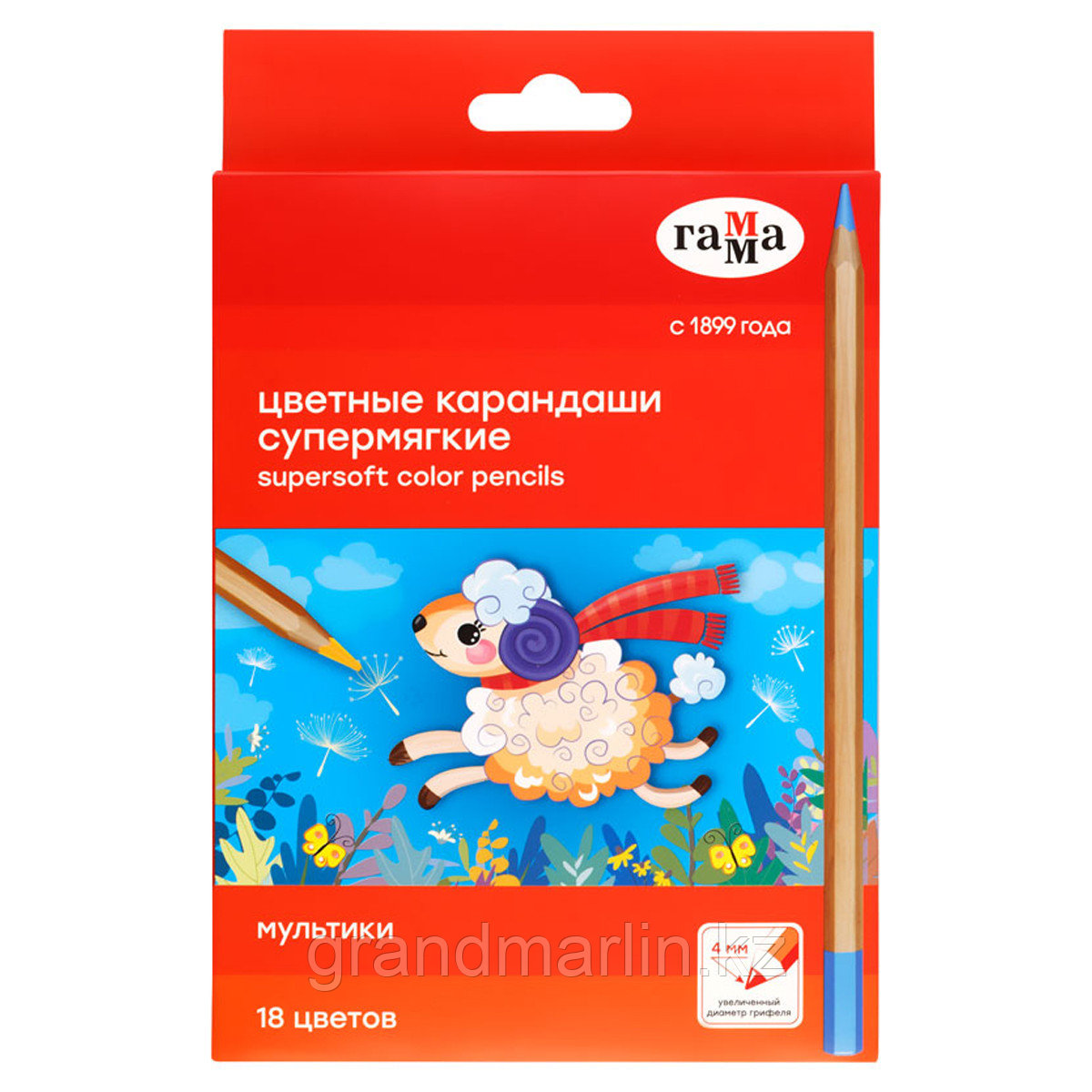 Карандаши цветные Гамма "Мультики", 18цв., супермягкие, увелич. диаметр грифеля 4,0мм, заточен., кар, фото 1