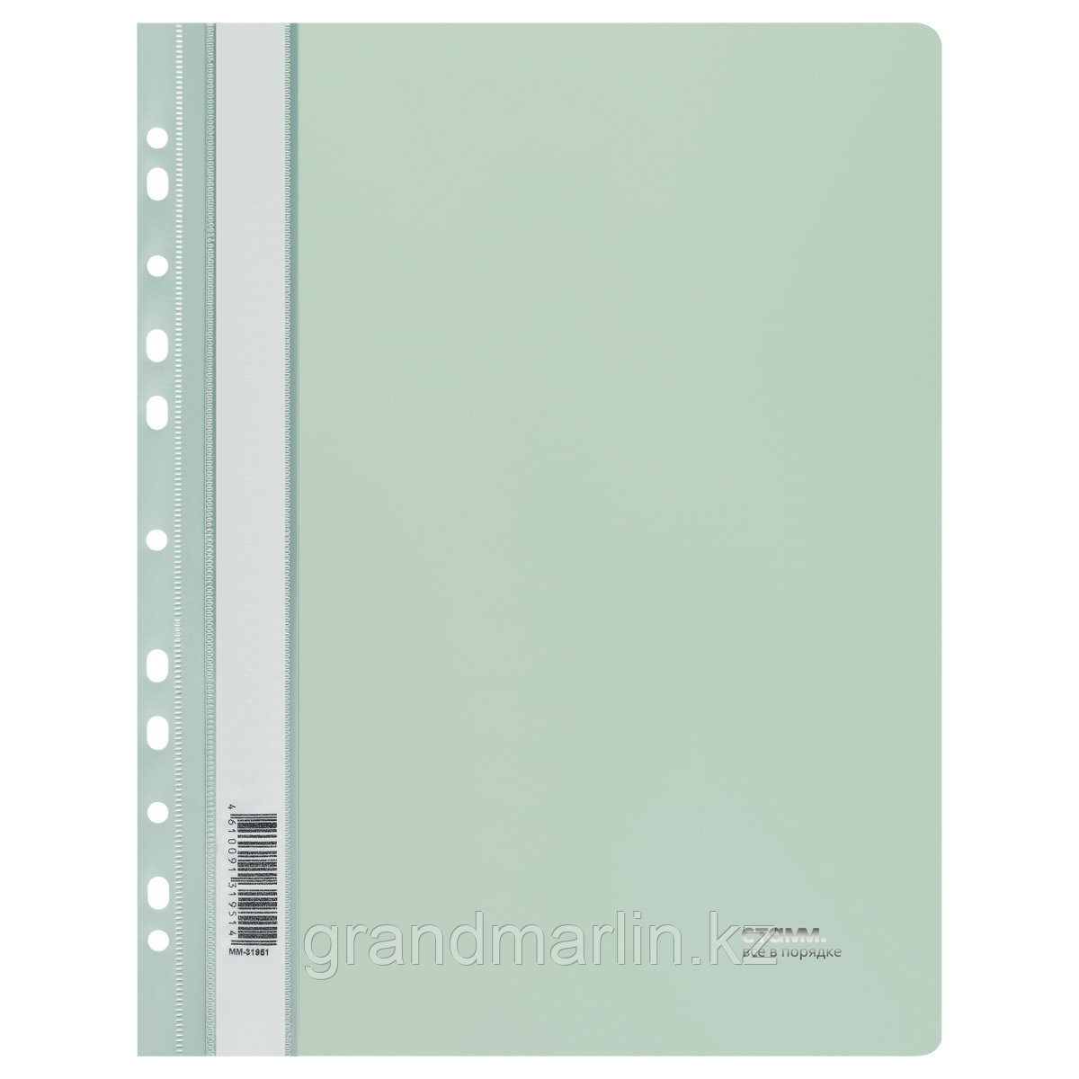 Папка-скоросшиватель пластик. перф. СТАММ "Акцент" А4, 180мкм, эвкалиптовая с прозр. верхом, фото 1