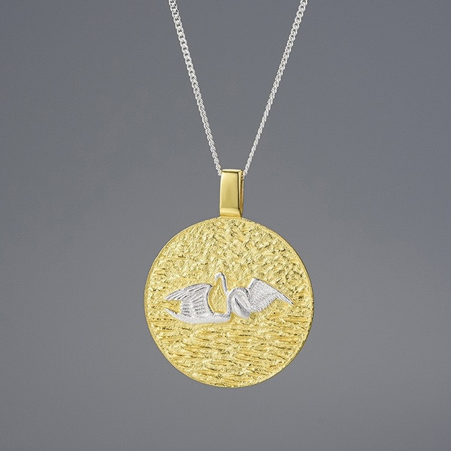 Женская серебряная 925пр подвеска с цепью Lotus Fun (ручная работа) вес 4,9 гр, 45см (позолоченное покрытие), фото 1