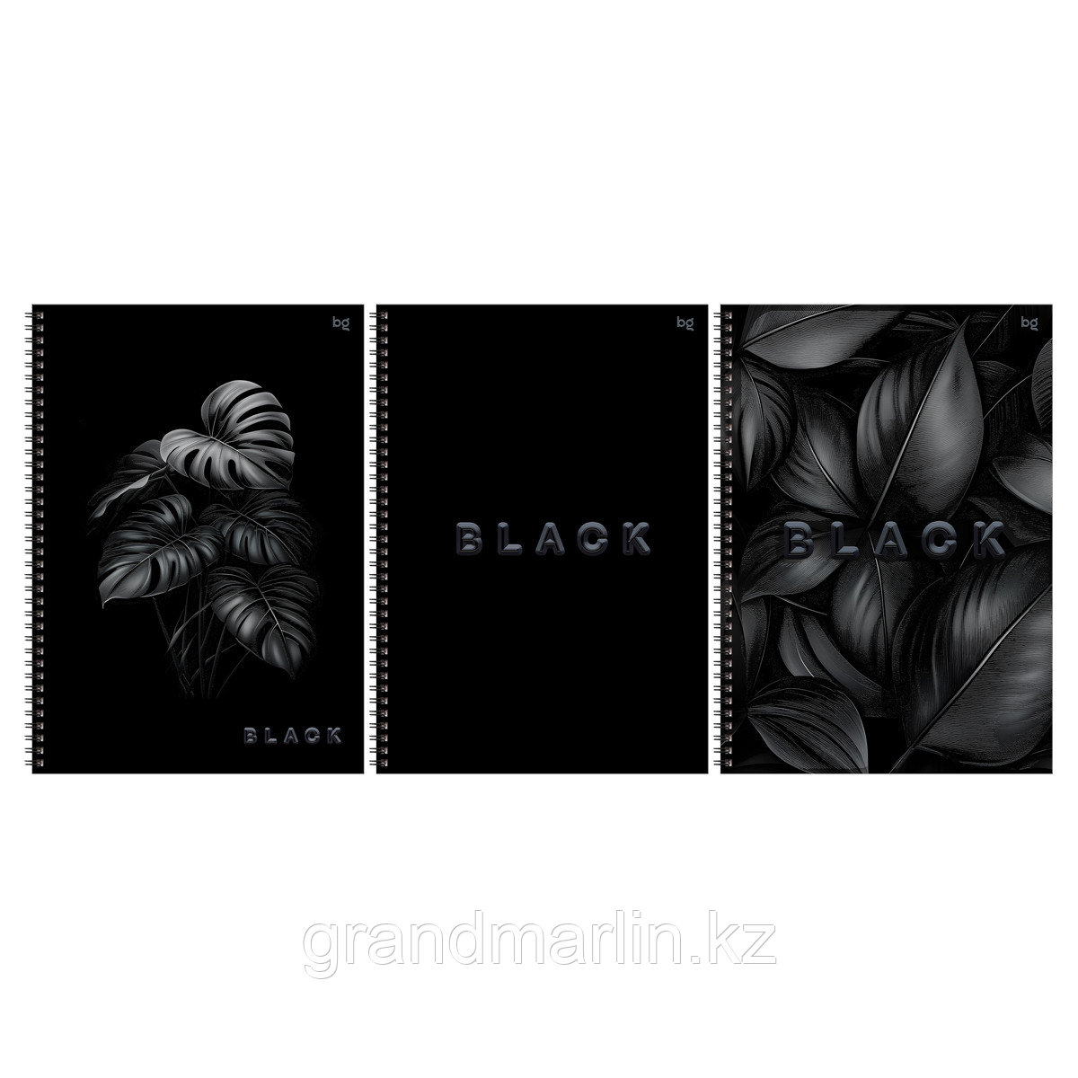 Тетрадь 96л., А4, клетка, на гребне BG "Just black", soft-touch ламинация, выб. лак, фото 1