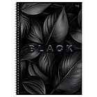 Тетрадь 96л., А4, клетка, на гребне BG "Just black", soft-touch ламинация, выб. лак, фото 4
