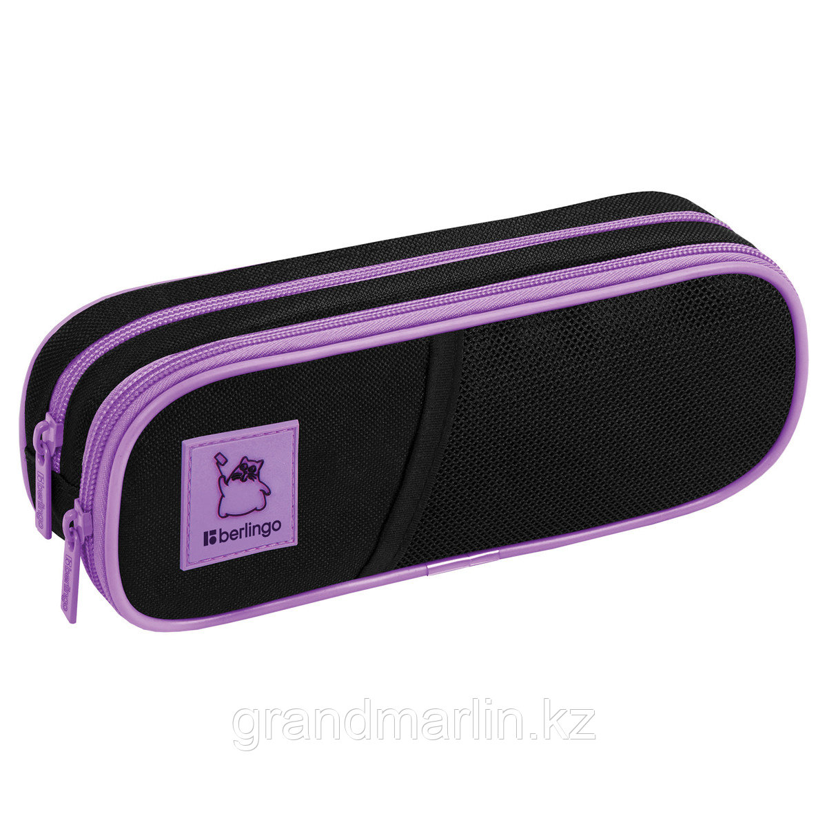 Пенал мягкий 2 отделения, 220*80*50 Berlingo "Working cat", полиэстер, внутр. органайзер, фото 1
