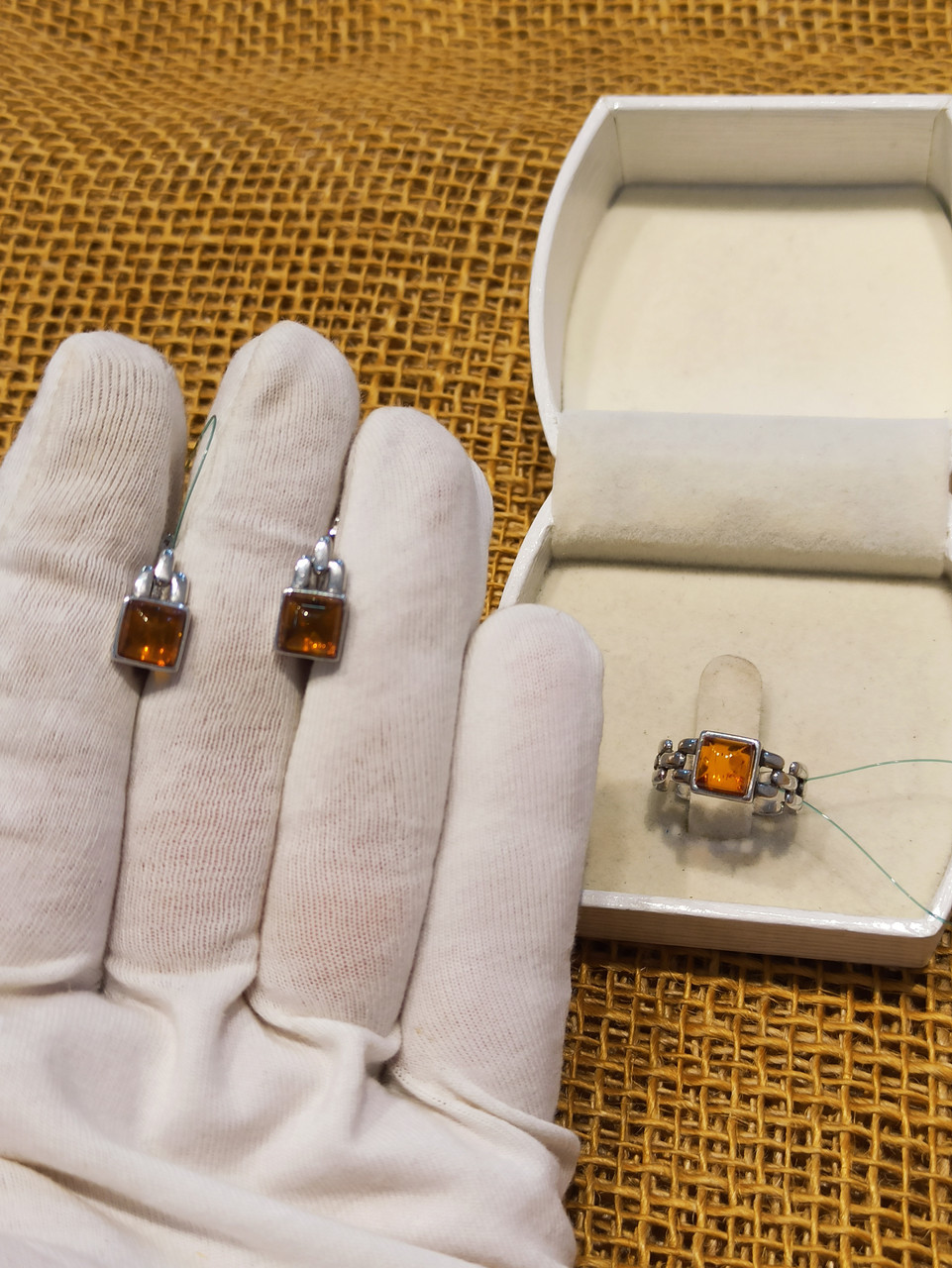 Комплект / янтарь / размер кольца: 17 ( пр. Абая 141 ), фото 1