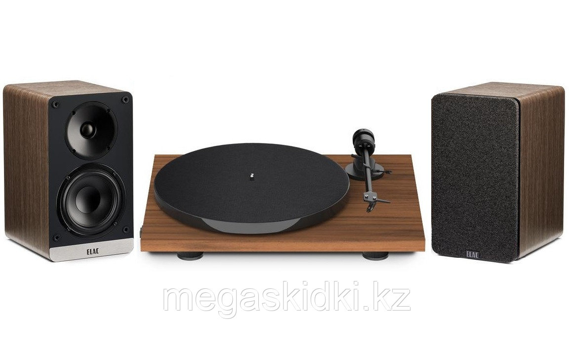 Виниловый проигрыватель Pro-Ject E1 с активной акустикой ELAC Орех